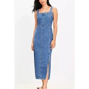 knee length dresses for ladies Denim Midi Dress – Dominique Nicole Boutique main image 1